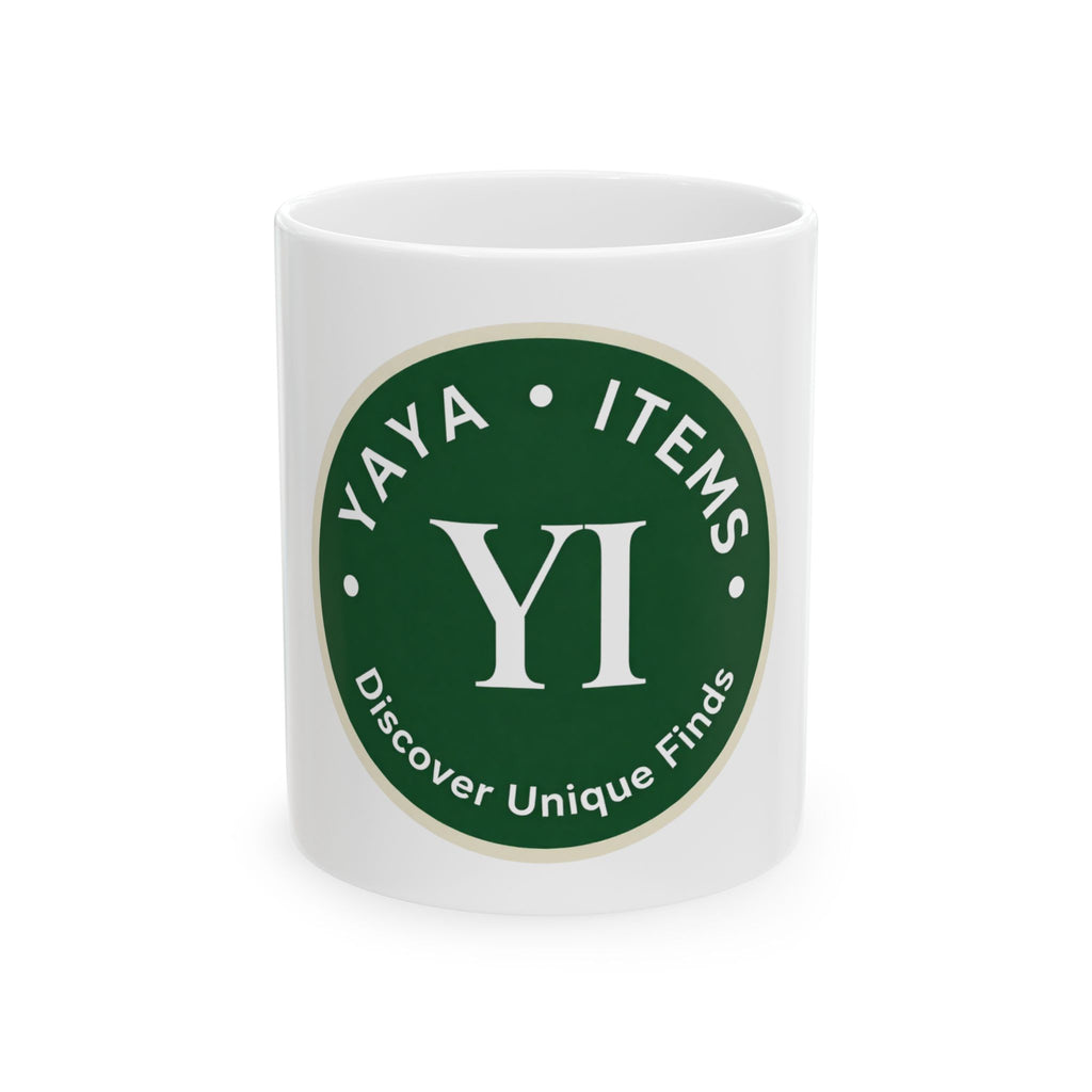 Yaya Items Ceramic Mug – "YI Discover Unique Finds" Logo Coffee Cup (11oz/15oz)